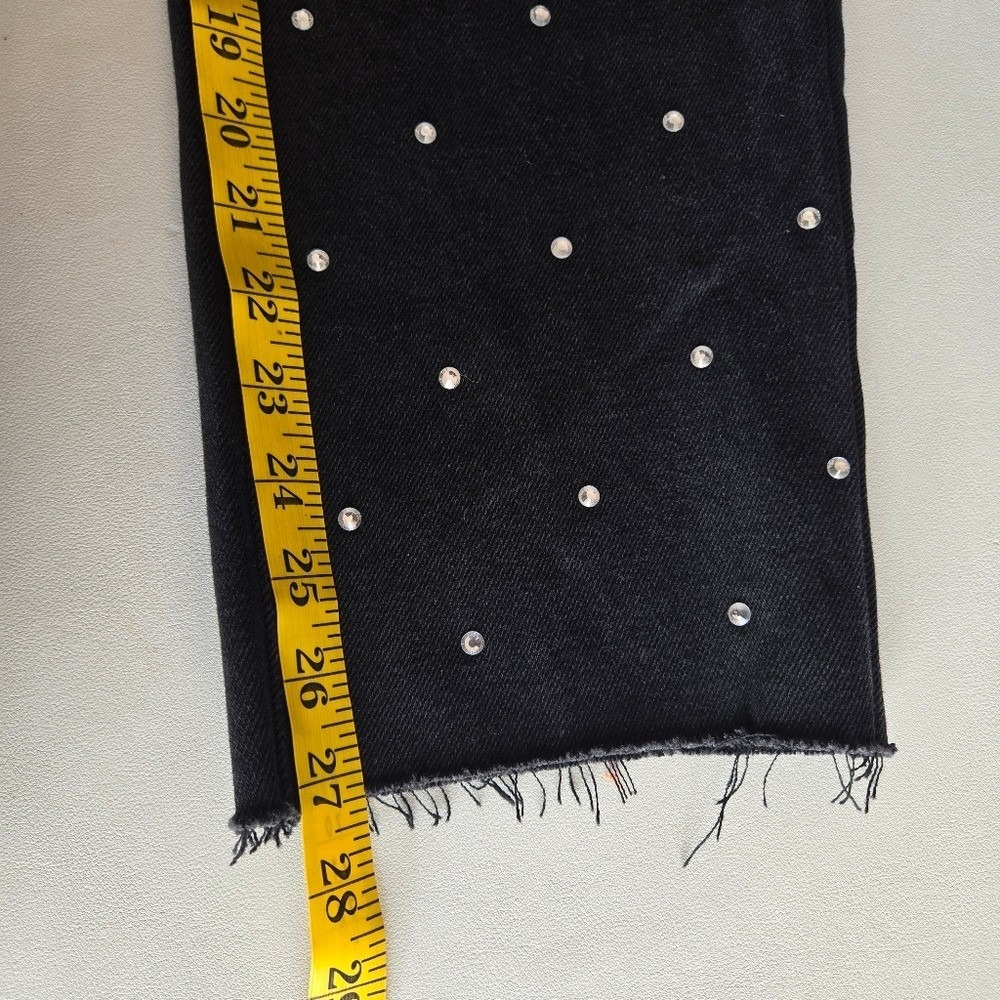 Simple Society Black Rhinestone Straight Denim Jeans Size 9/29 Glam Y2K Party - Picture 7 of 12